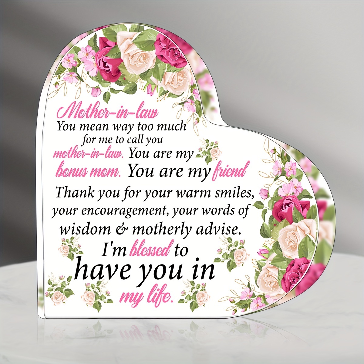 Mother in Law Gift, Mom Birthday Gifts for Mother in Law, Best Mom Ever  Gifts Appreciation Gifts Mother in Law Definition Acrylic Plaque Desk Signs