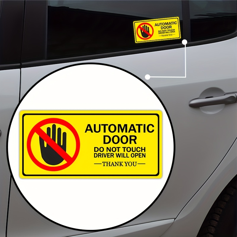 Top label Caution - Automatic Door Window Sign Stickers for Van,Taxi,Ride  Vehile,4x2 Inch,15 Pcs Per Pack Yellow