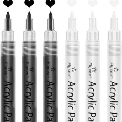 acrylic paint pens 6pcs pack black white paint markers paint pens for rock painting stone ceramic glass wood plastic glass metal canvas drawing water based acrylic paint sets perfect for easter decoration