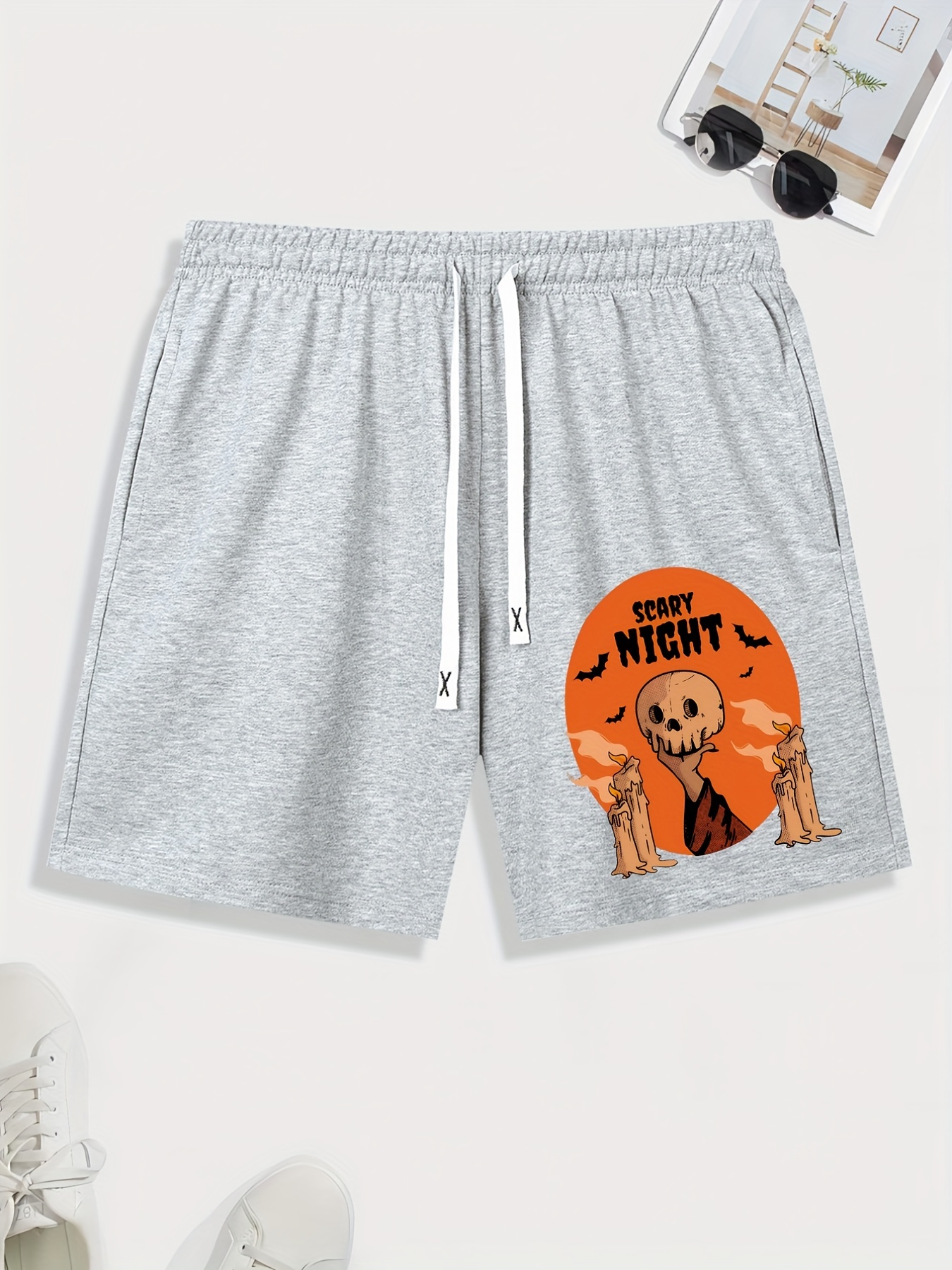 Men's Halloween Skull Graphic Shorts Casual Slightly Stretch Temu Norway