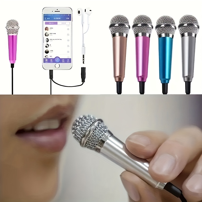 Mini Microphone Karaoke Tiny Microphone For Voice Recording Interview,  Chatting And Singing On The Phone Portable Small Singing Mic 3.5mm Plug  With St