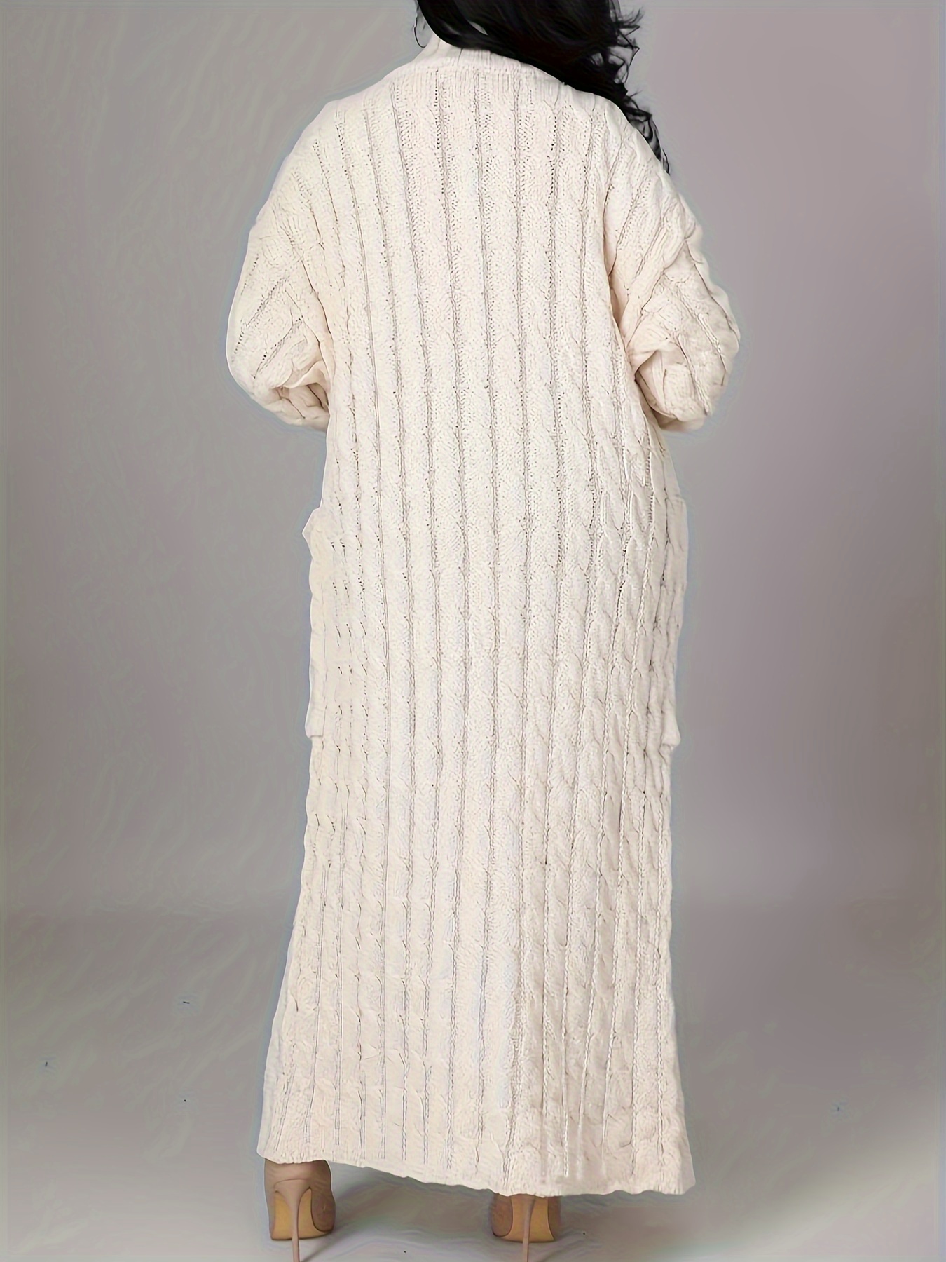Longline Pocket Sweater Cardigan Women's Plus Medium Stretch Jacquard