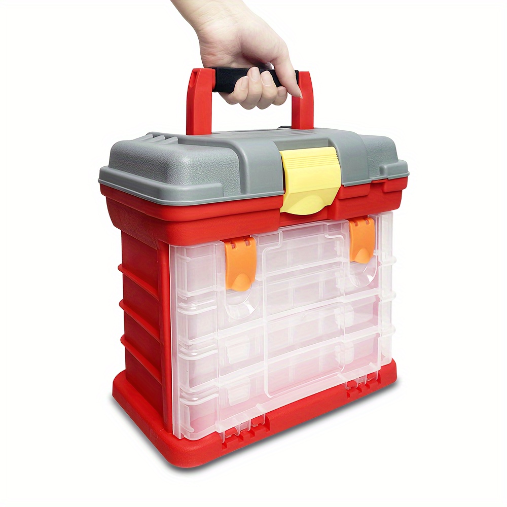 1pc Portable Storage Box With Buckle Lid & Handles, Tool Storage Basket  With Grids, Plastic Screw Box, Garage Tool Storage Container, Household  Storag