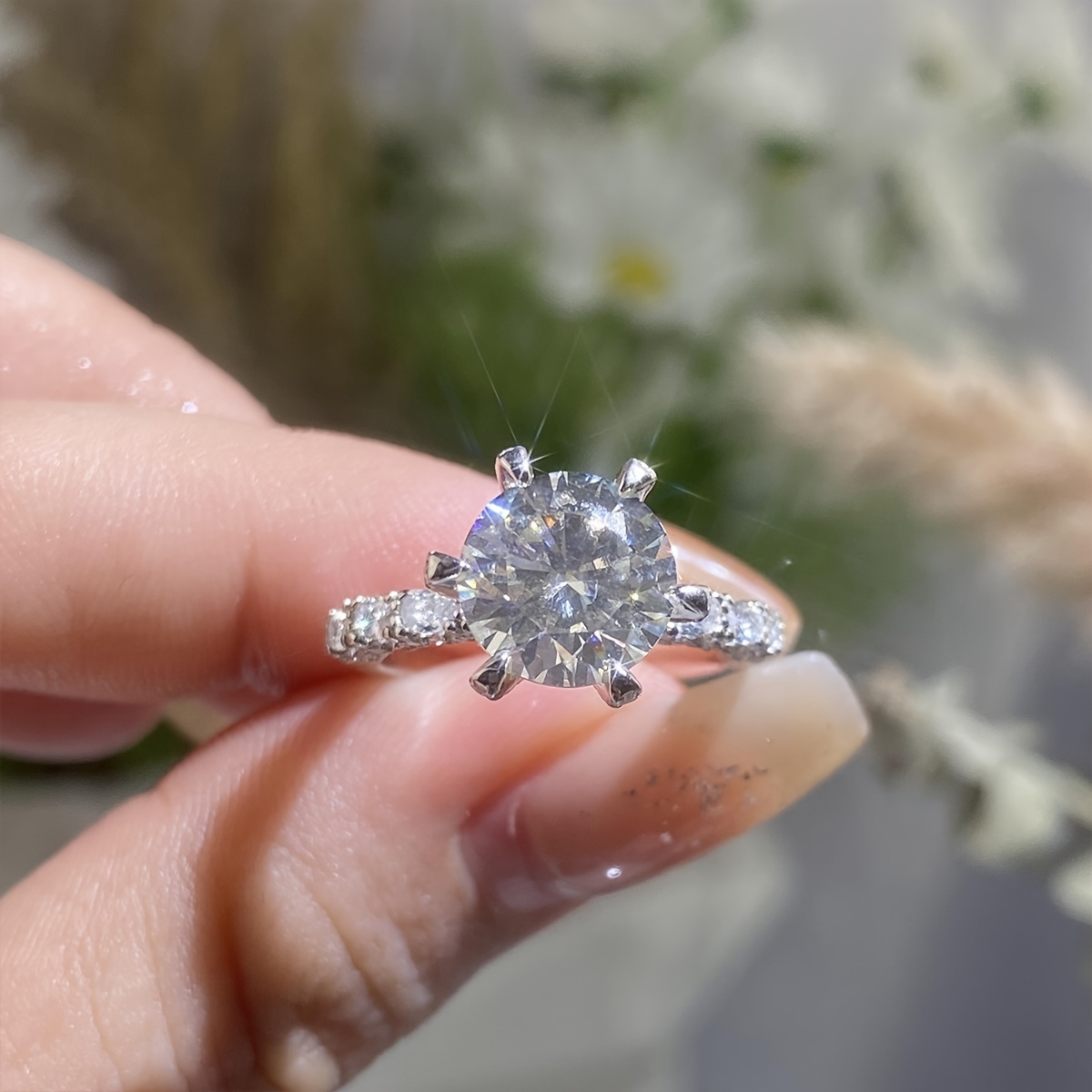 Sterling Silver Luxury Wedding Engagement Ring 3 Carat Created Diamond  Jewellery