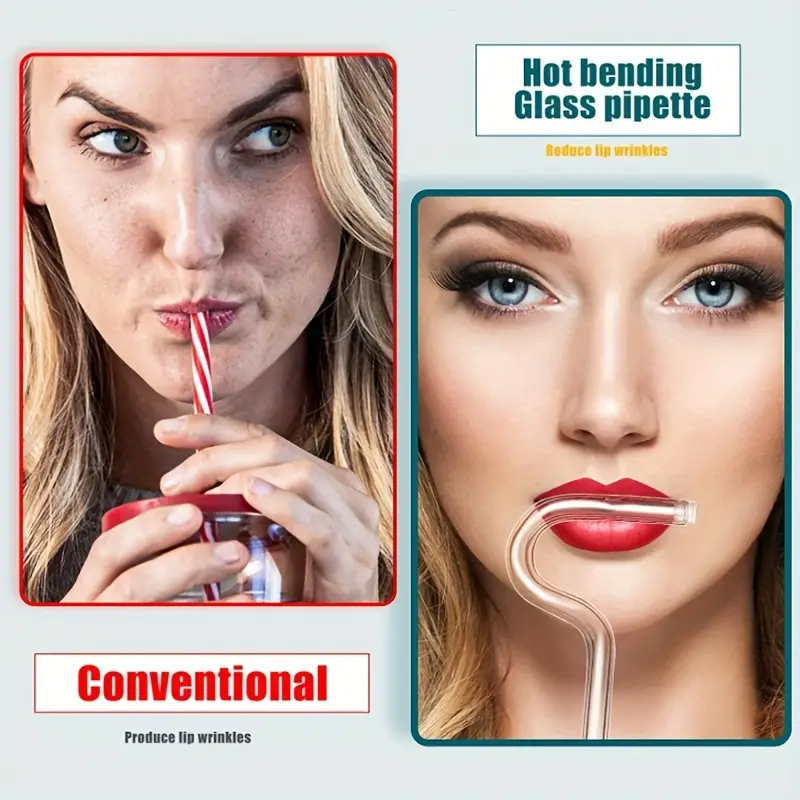 Reusable Glass Drinking Straw - Anti-wrinkle Design For Engaging Lips  Horizontally - - Temu Germany