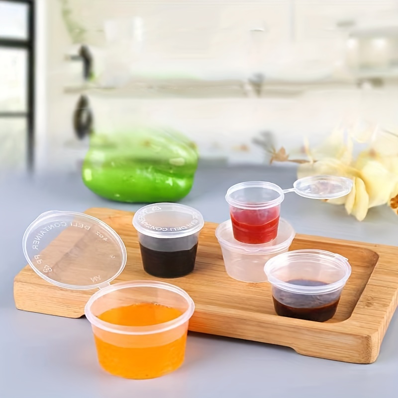 50Pcs/Set Disposable Plastic Small Sauce Food Cups Clear Sauce Vinegar Soy  Sauce Storage Containers Boxes