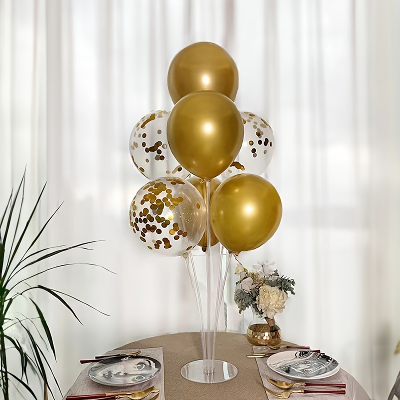 Black and Gold Table Centerpiece Balloons Stand Kit For Table 2 Sets with 2  Crown Balloons and 14 Latex Balloons, Great for Birthday Wedding