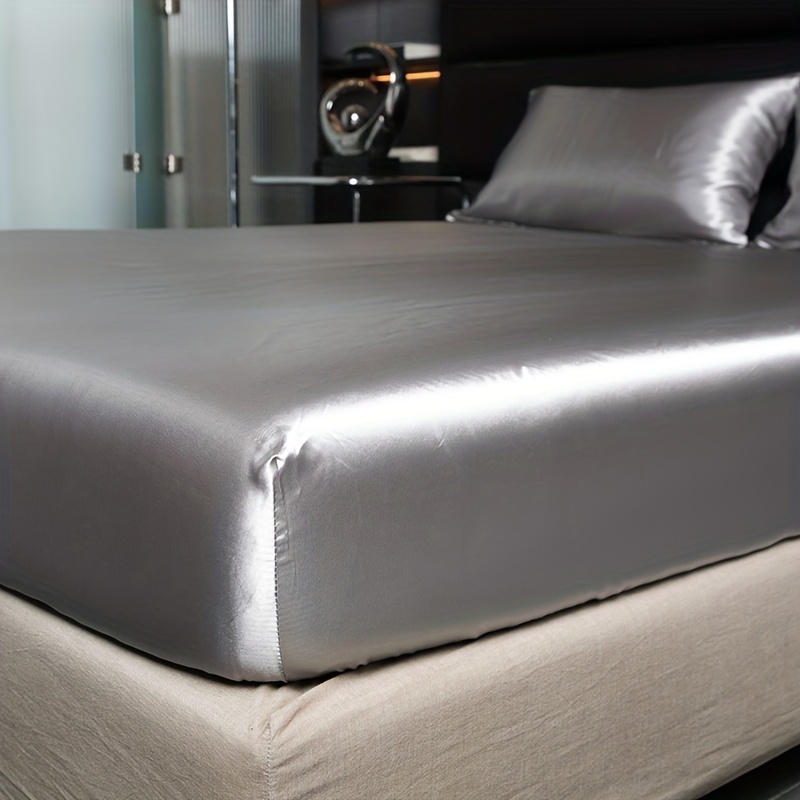 Satin Silk Fitted Sheet Solid Color Bed Sheet Elastic Band Mattress Co – SZ  GOODS, LLC