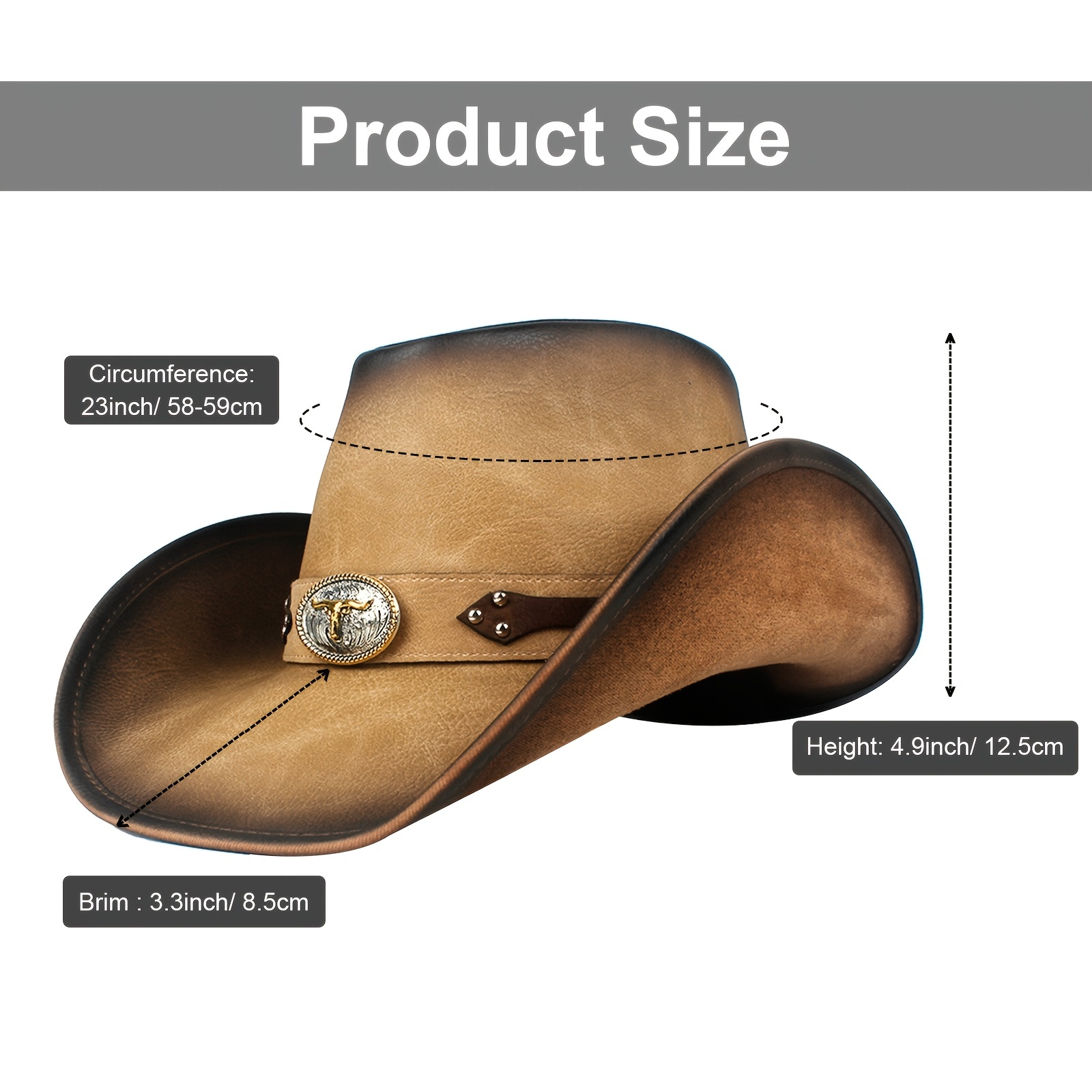 Mens Cowboy Hat With Big Brim Perfect For Sunscreen Protection