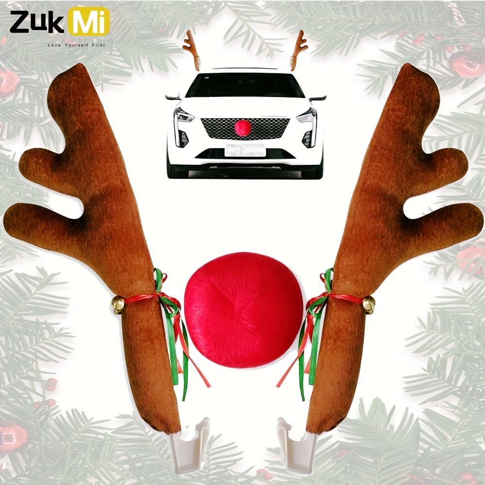 Decoración de Navidad de reno de coches, kit de decoración de Rudolf para  disfraz de reno de coche para camión, furgoneta, SUV, accesorio de coche de  Navidad de reno Deco con cuernos