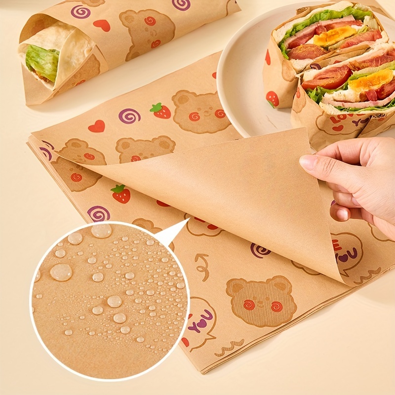 Sandwich Wrap Paper, Disposable Greaseproof Paper For Sandwich, Burger,  Pastry, Sushi, Food Tray Liners, Bakery Wrapping Paper With Pe Film Coating