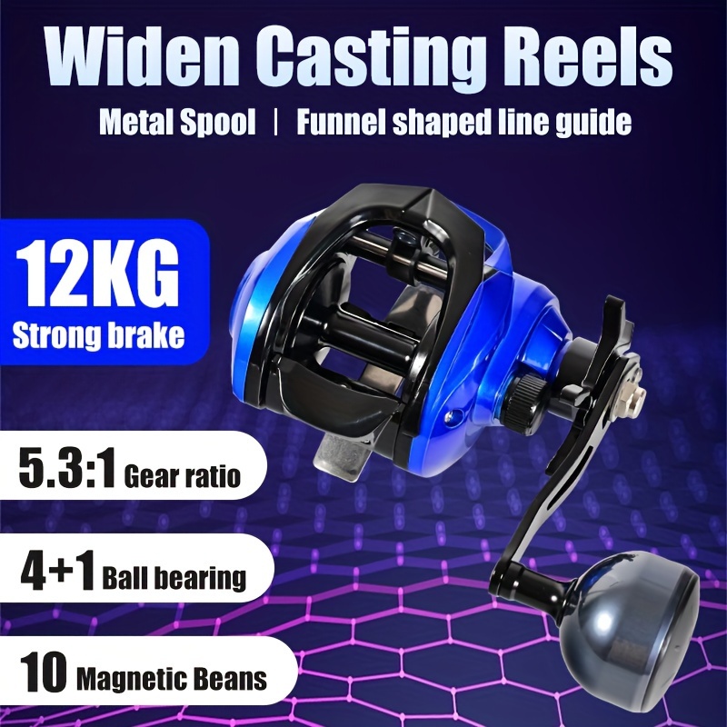 1pc 5.3:1 Gear Ratio Baitcasting Reel, 4+1BB Long Casting Fishing Reel With  26.46LB Strong Brake, Fishing Tackle