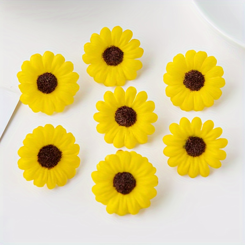 30/50pcs Artificial Daisy Heads, Small Sunflower Mini Fake Flowers Heads  For Craft Weeding Home Decoration Wreath Hair Clips Headband