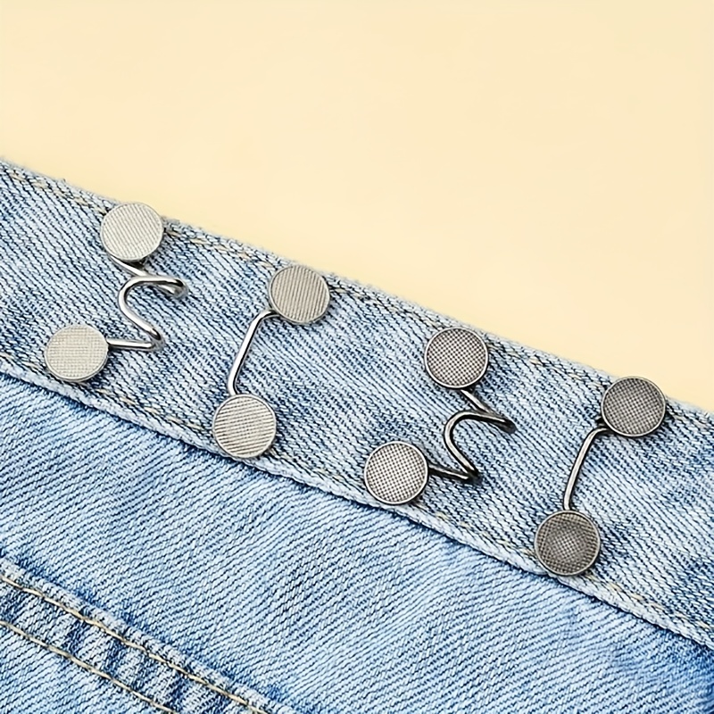 

2pcs Jeans Waist Adjustment Buckle Detachable Waist Buttons Pins For Pants Reusable Waist Extender Clip Snap Instant Universal Buckles