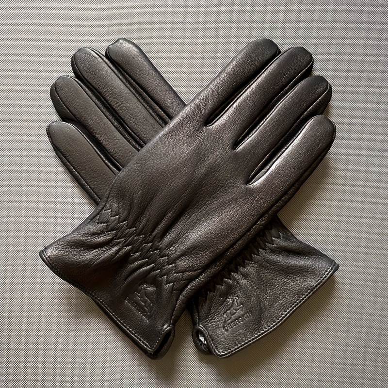 Genuine Leather Gloves Men Autumn Winter Goatskin Black Fashion