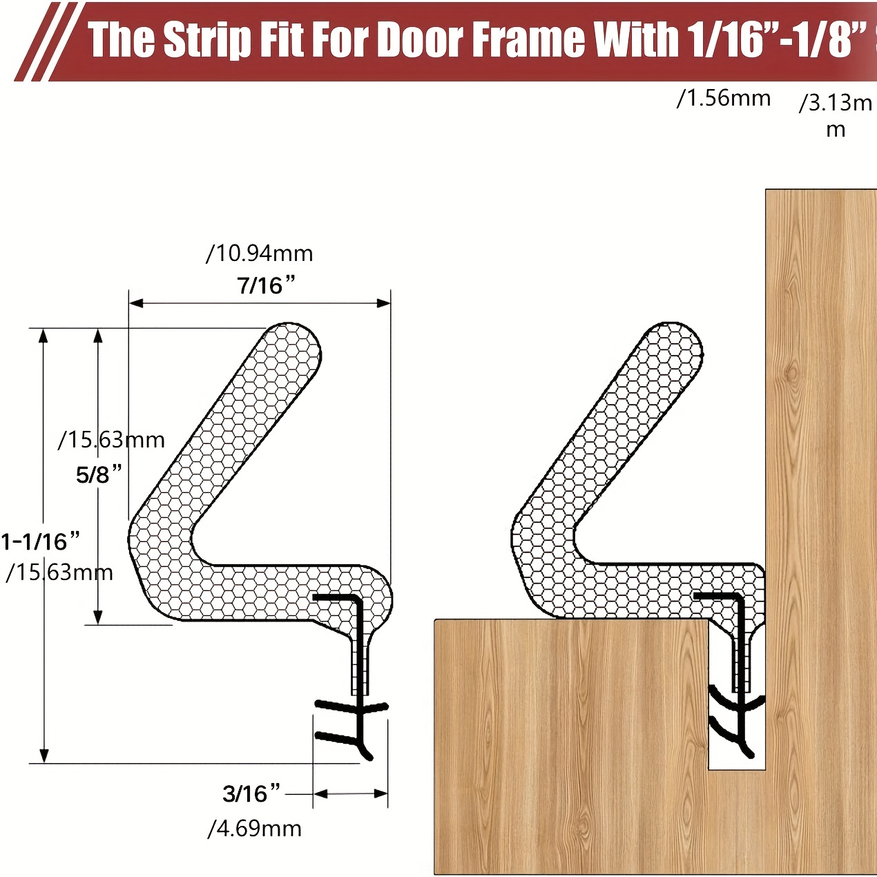 Weather Stripping for Door Frame, Kelf Weather Stripping Door Seal,  Soundproof Door Seal Strip, V-Shaped Foam Kerf Door Frame Weather  Stripping, 26
