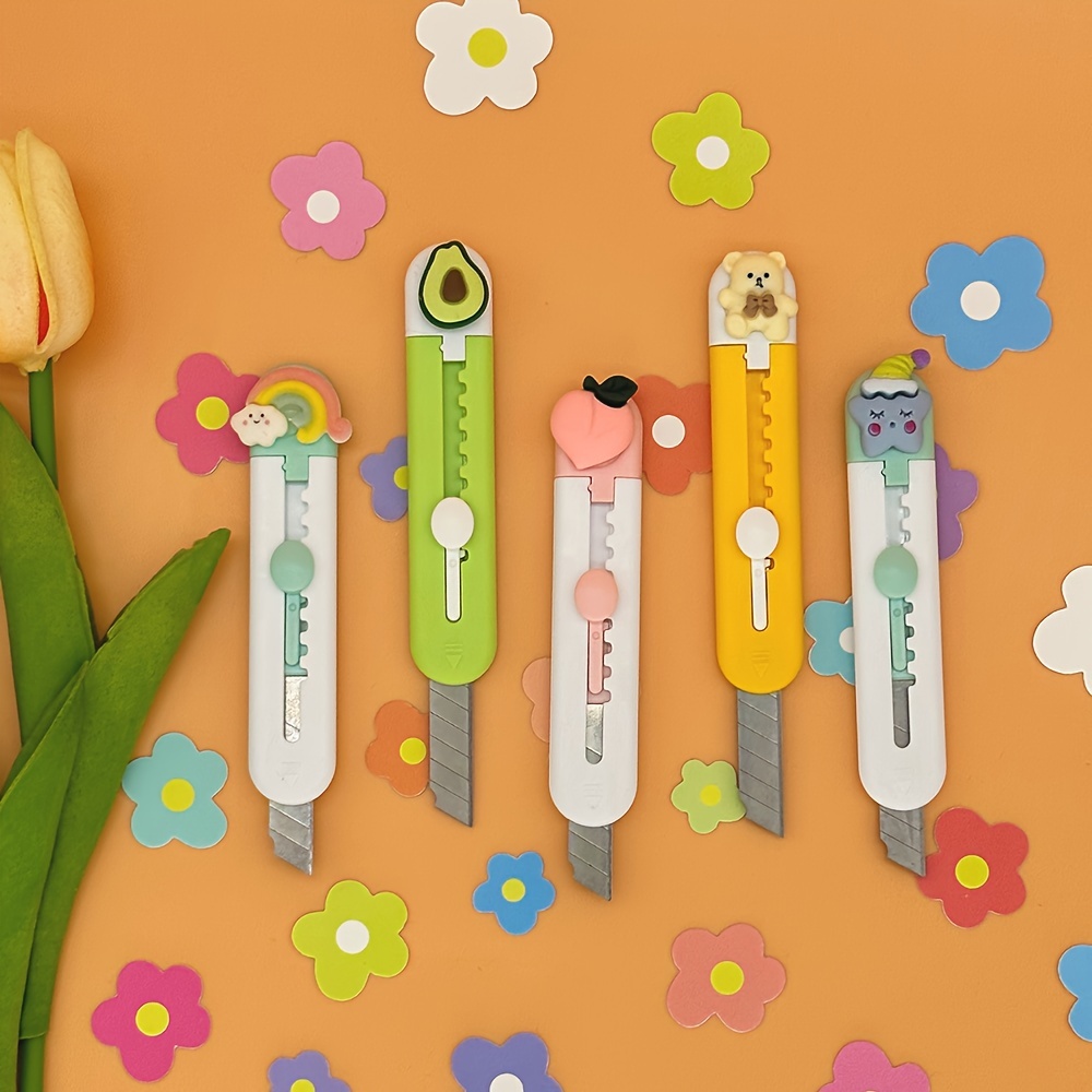 1pc Cute Mini Flower Utility Knife, Mini Box Opener, Portable Utility Knife,  School, Office Supplies, Cute, Mini Pocket Size Utility Knife 