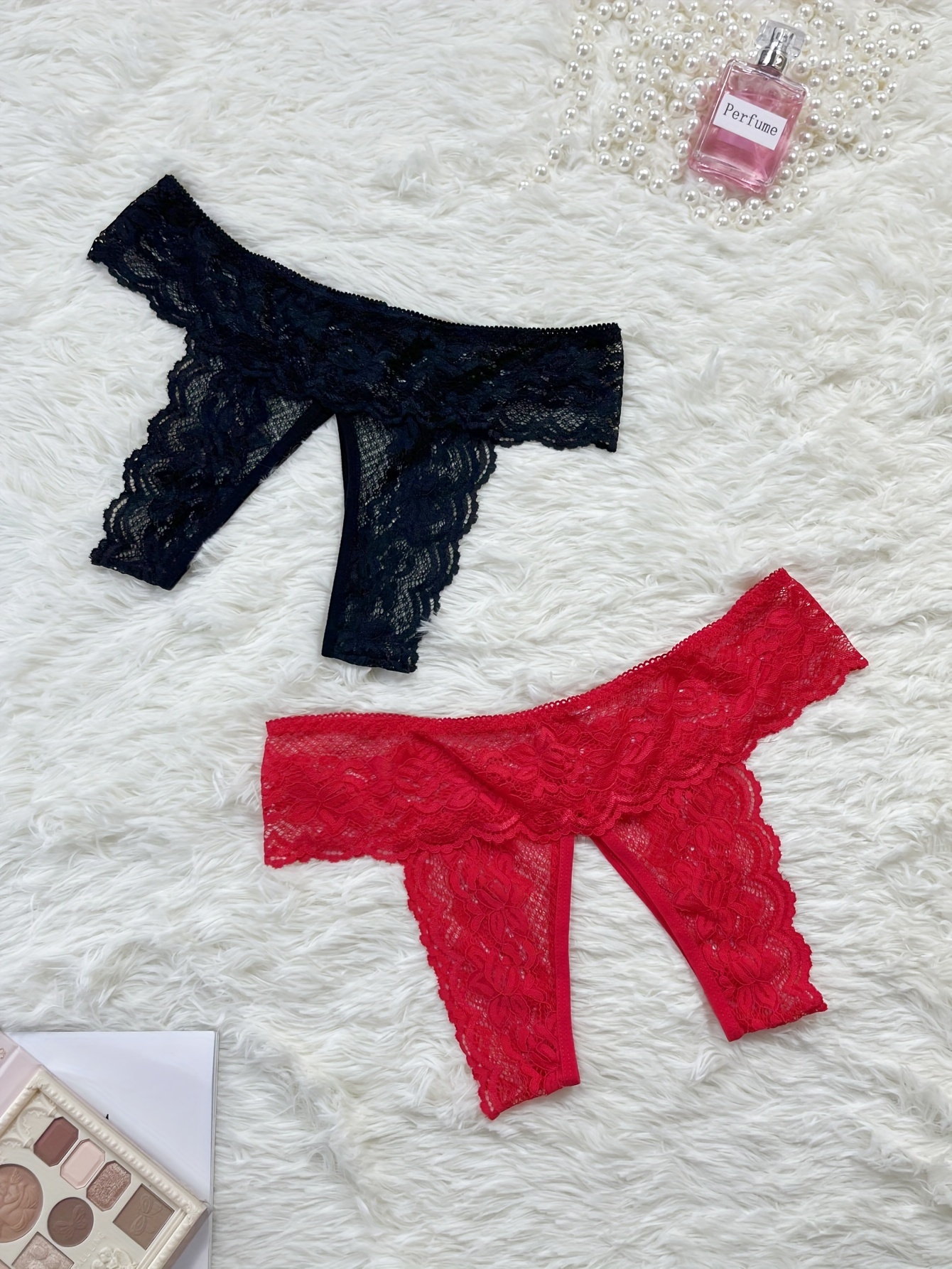  Hatop Womens Transparent Sexy Thong Lace Thong Panties