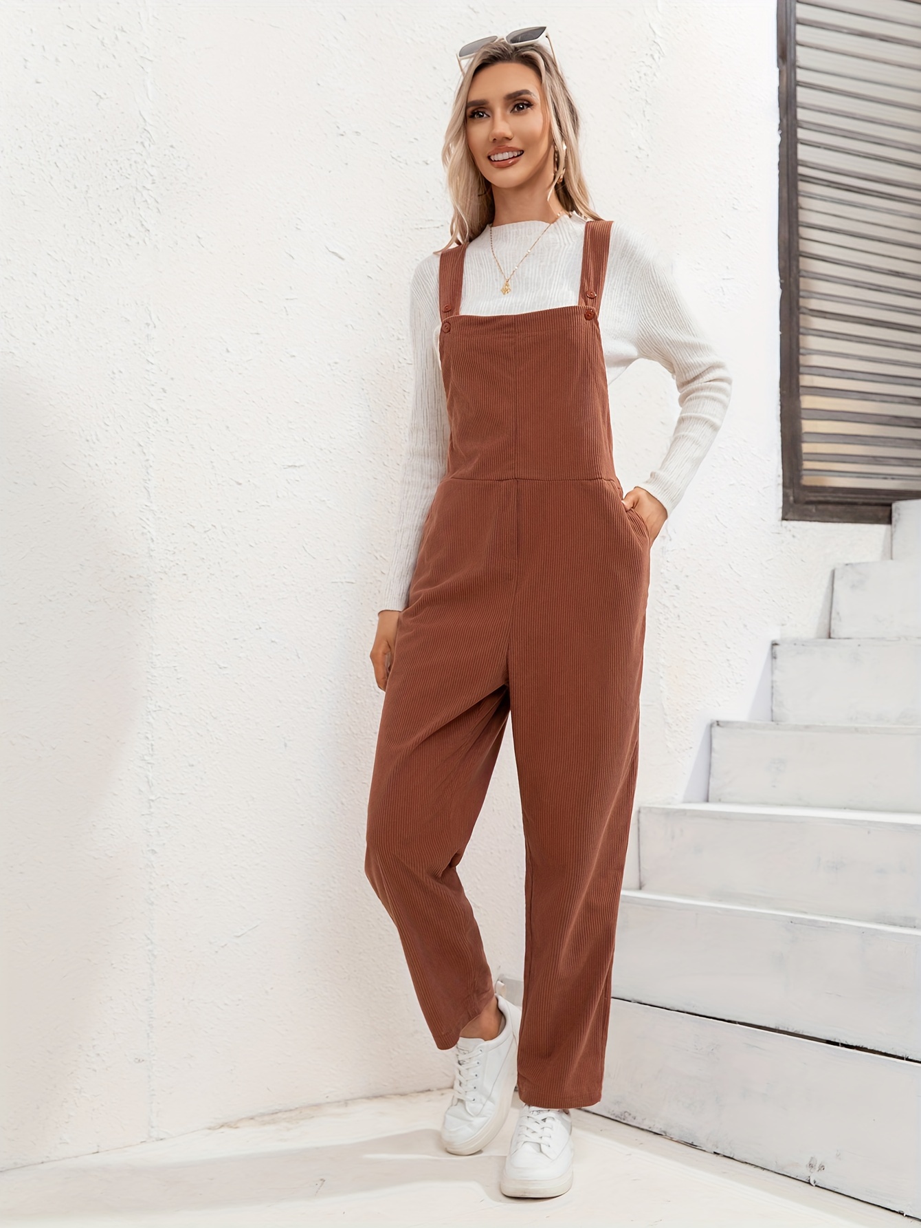 Casual Solid Two piece Set Single Breasted Pockets Corduroy - Temu