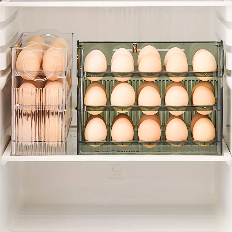 Striped Egg Storage Rack, 3-tier Reversible Egg Holder For Refrigerator  Side Door, Egg Storage Fridge Organizer, Fresh-keeping Egg Container,  Vertical Egg Tray, Kitchen Accessories - Temu