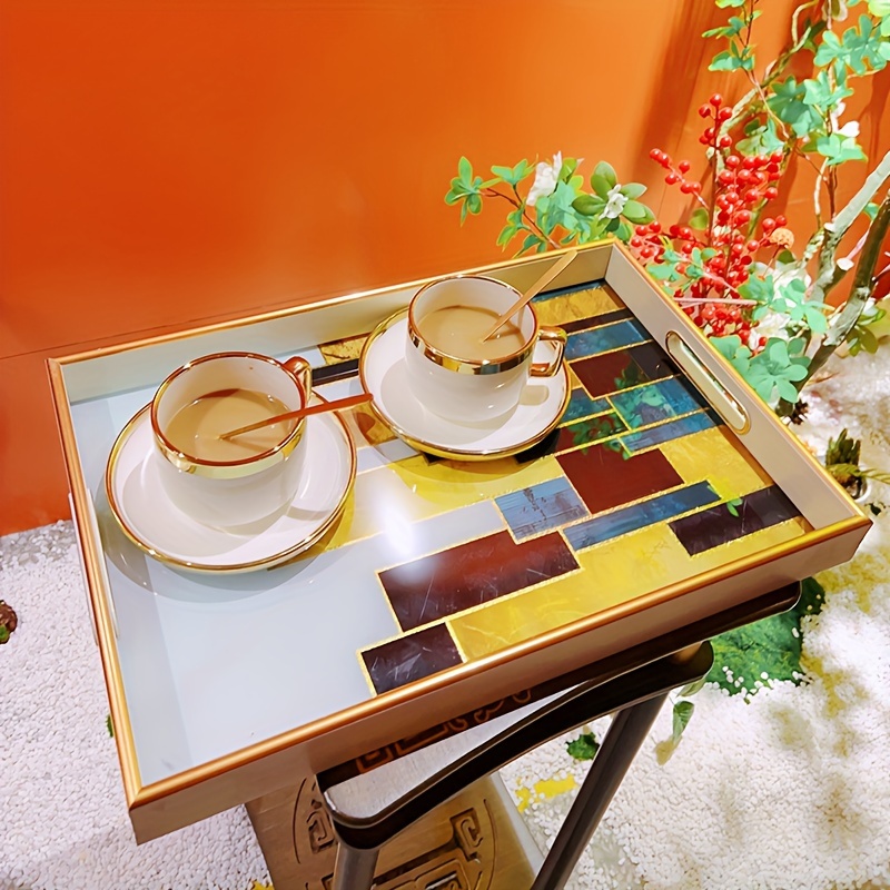 Bandeja rectangular para servir mesa de café, bandeja de desayuno de  madera, bandeja de té, bandejas decorativas para el hogar, sala de estar,  mesa de