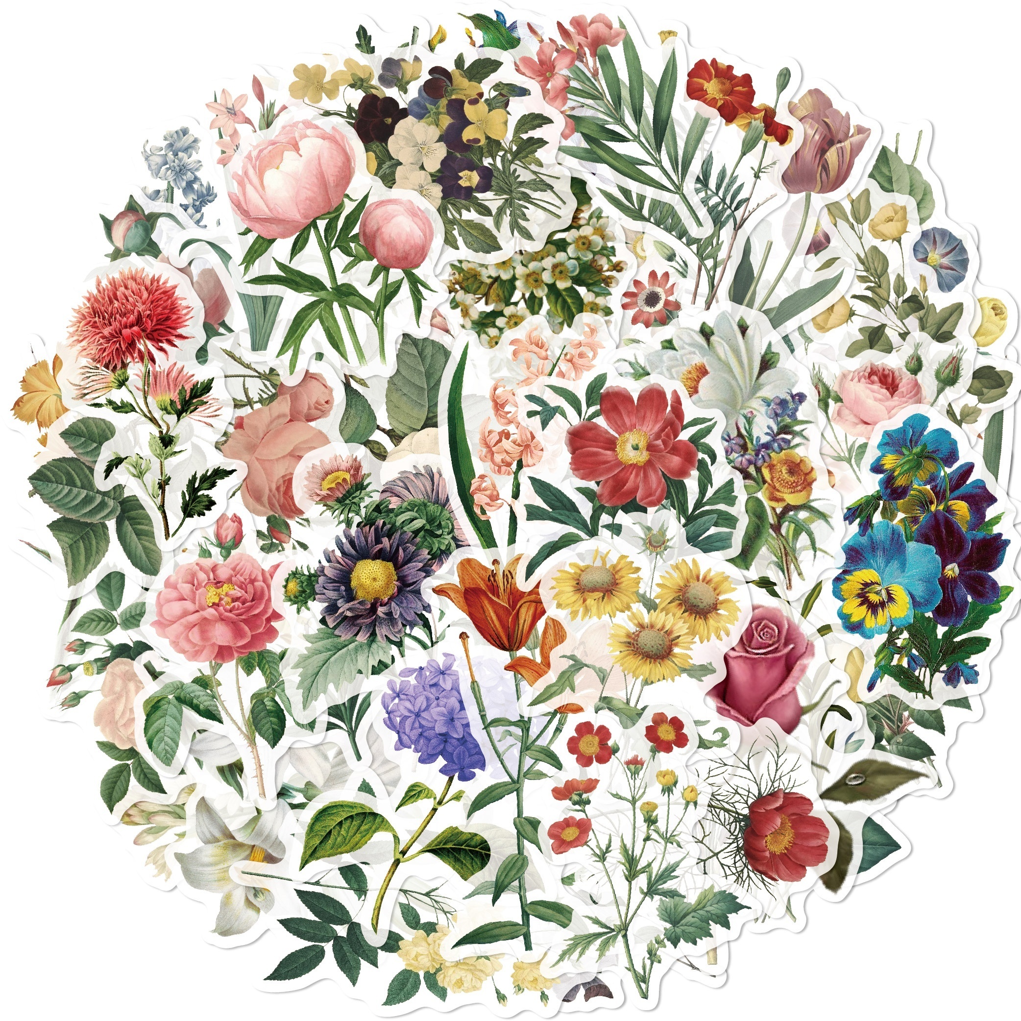 Floral Stickers Pack Non repeating Vintage Decorative - Temu