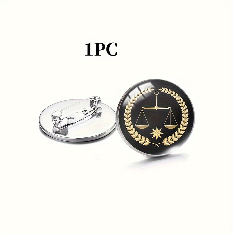 TEMU 1pc New Lawyer Unique Glass Brooch Exquisite Balance Convex Round Fashion Jewelry