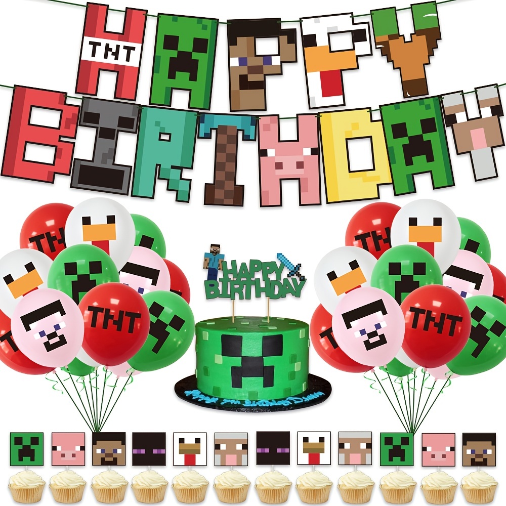 Fiesta de cumpleaños de Minecraft, decoración diy y accesorios