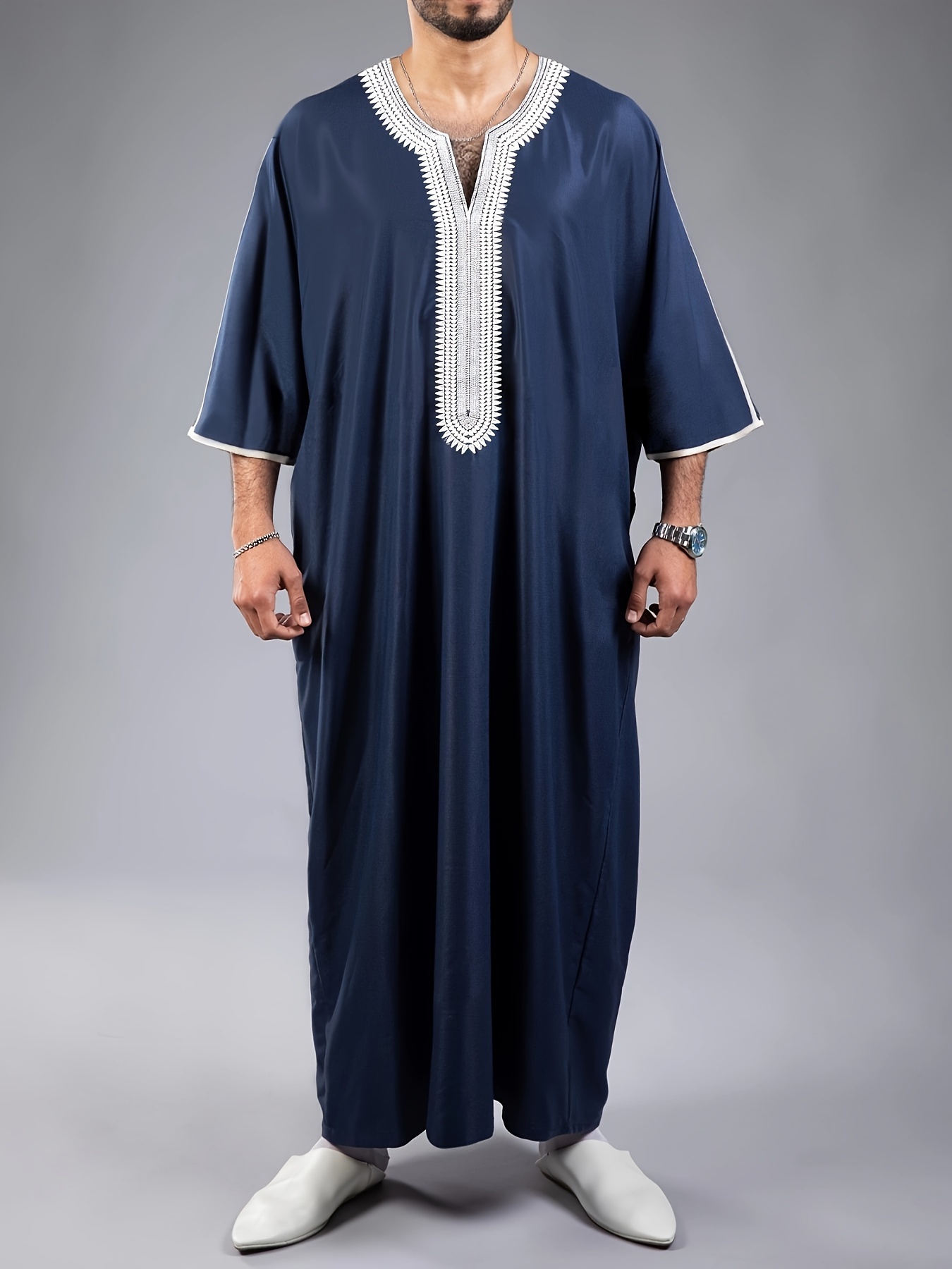 Men's Two piece Suits Abayas Outfit Long Sleeve Kaftan Tops - Temu Canada
