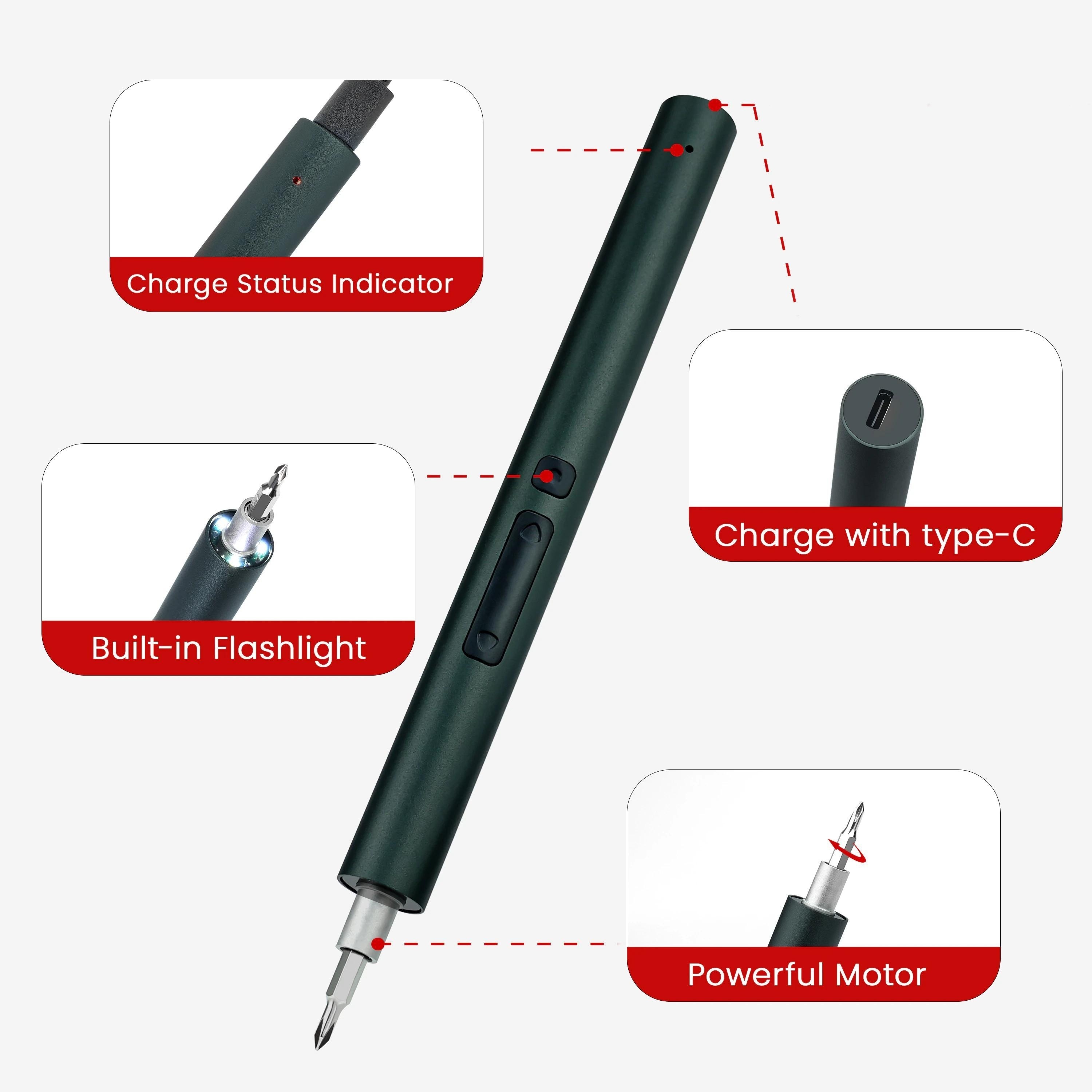 Wireless Screwdriver Screw Batch With Led Rechargeable - Temu