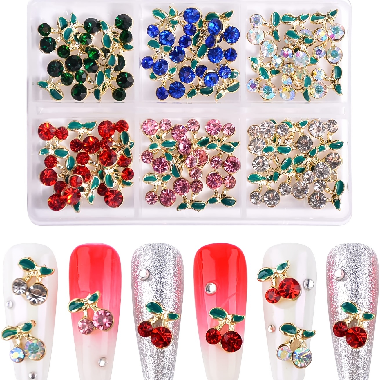 Nail Jewelry Crystals Gems 3D Metal Charms Alloy Zircon Red