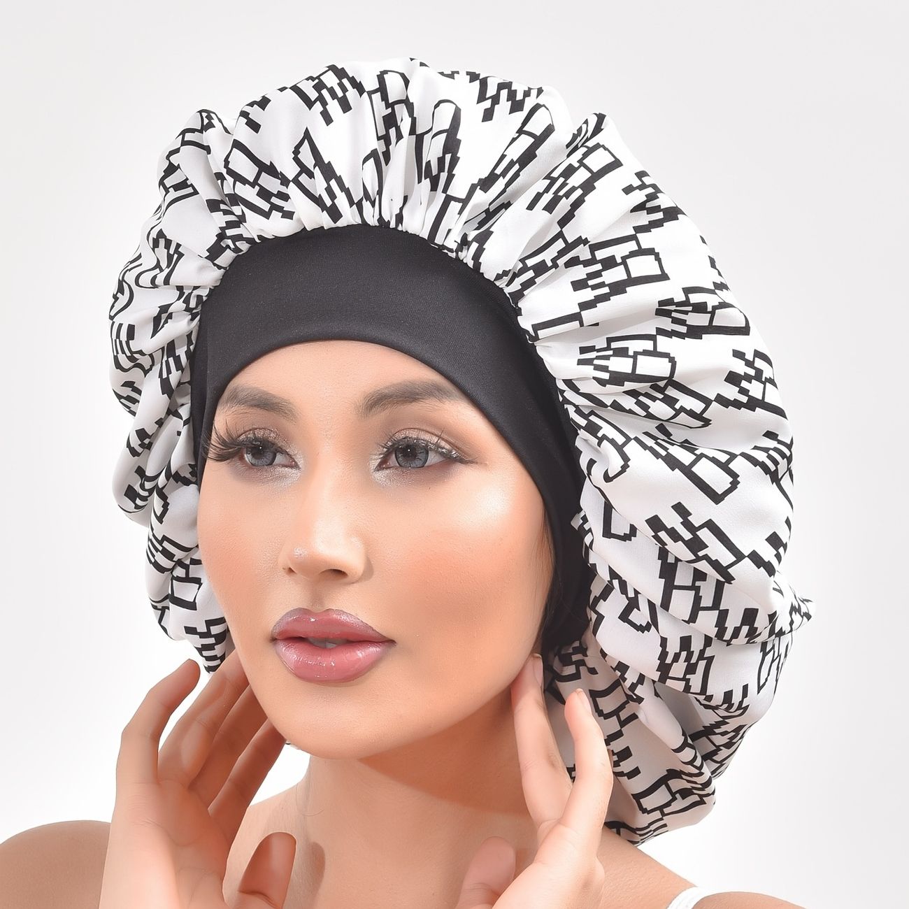 Wide Edge Hair Bonnet Black And White Casual Bonnet Sleep Cap Large  Breathable Women's Hair Cap | Shop On Temu And Start Saving | Temu