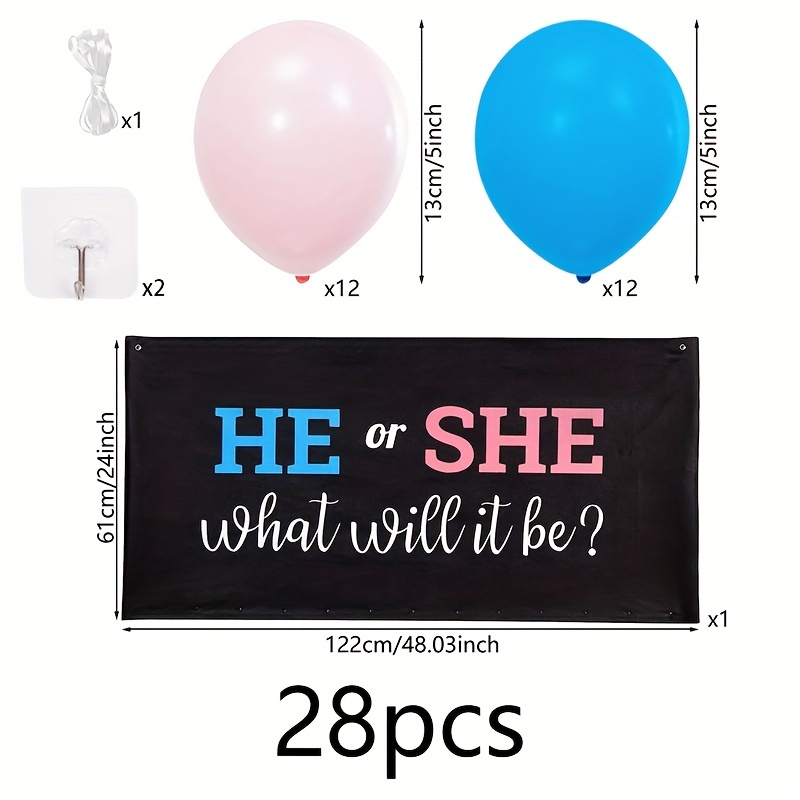 1 Set Baby Gender Reveal Party Balloon Bag Set he Or  - Temu