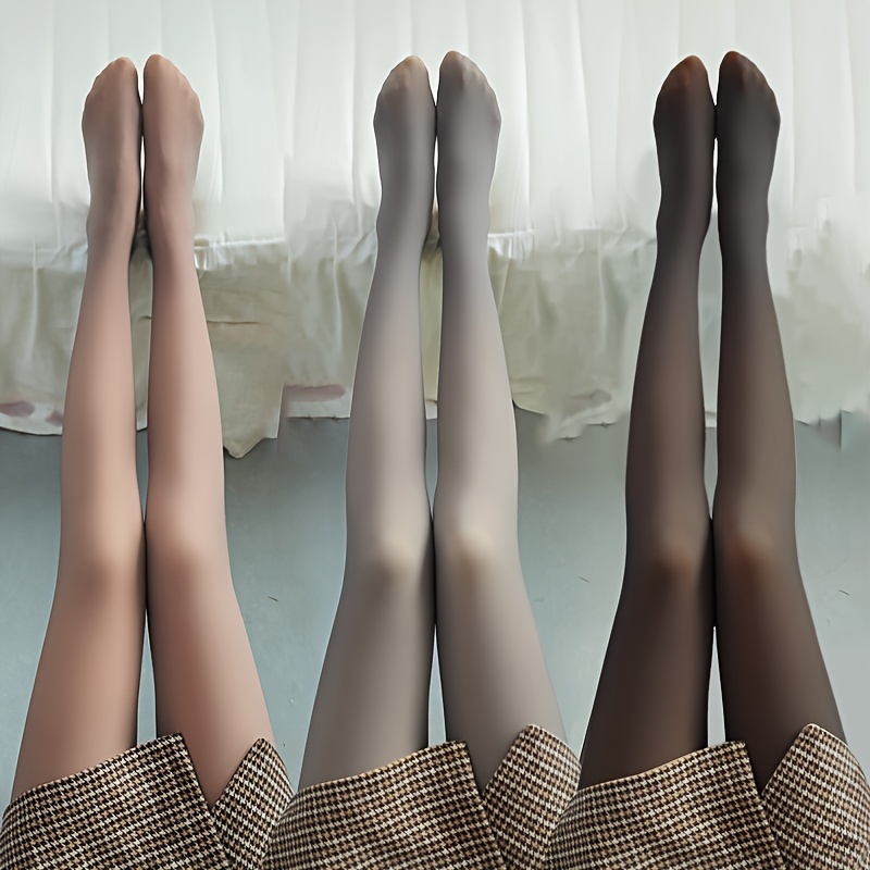 Solid Opaque Tights High Waist Slim Fit Footed Pantyhose - Temu
