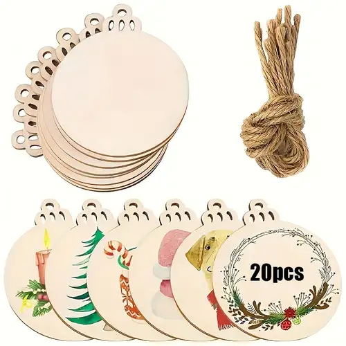  10 Pieces Blank Wood Circles 12 Inch Sign Unfinished Wood  Slices Front Door Decor Round Wooden Hanging Sign with Twine