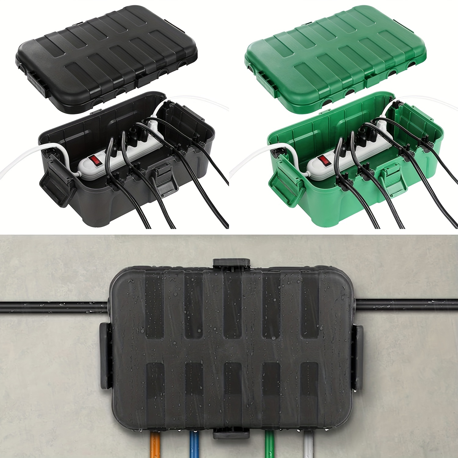 Caja de seguridad de cable de extensión impermeable para exteriores,  resistente a la intemperie, carcasa de sellado IP44impermeable, caja de  conexión