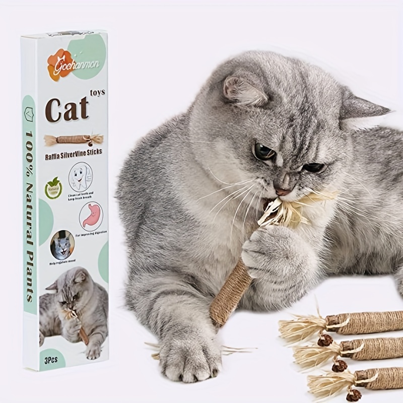 

3pcs Teeth Cleaning Chew Sticks - Fun Kitten Toys For Healthy Teeth And Gums