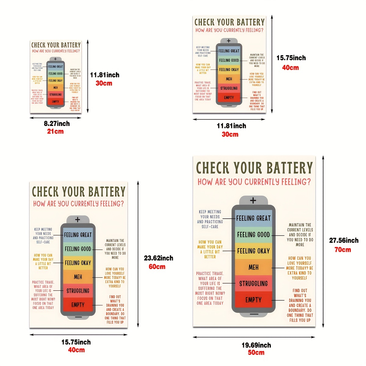Check Battery Print Poster Feelings Chart Emotions Canvas - Temu Australia