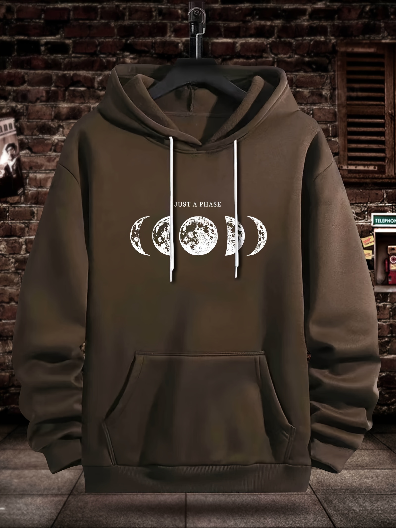 Maroon Moon Phases Zip Hoodie Men or Women, Lightweight Unisex Zip