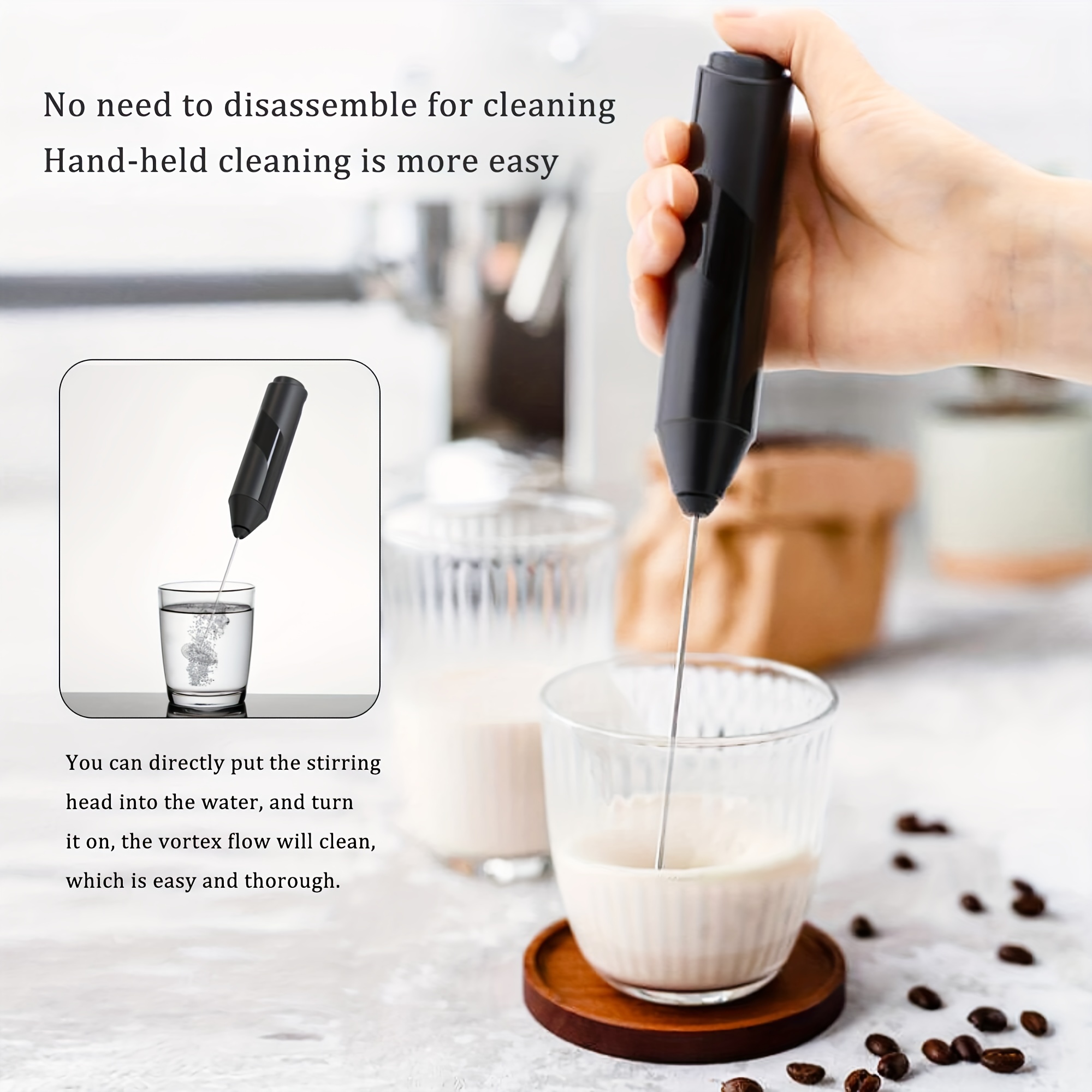 1pc 2*aa Battery Operated Milk Frother (without Battery)