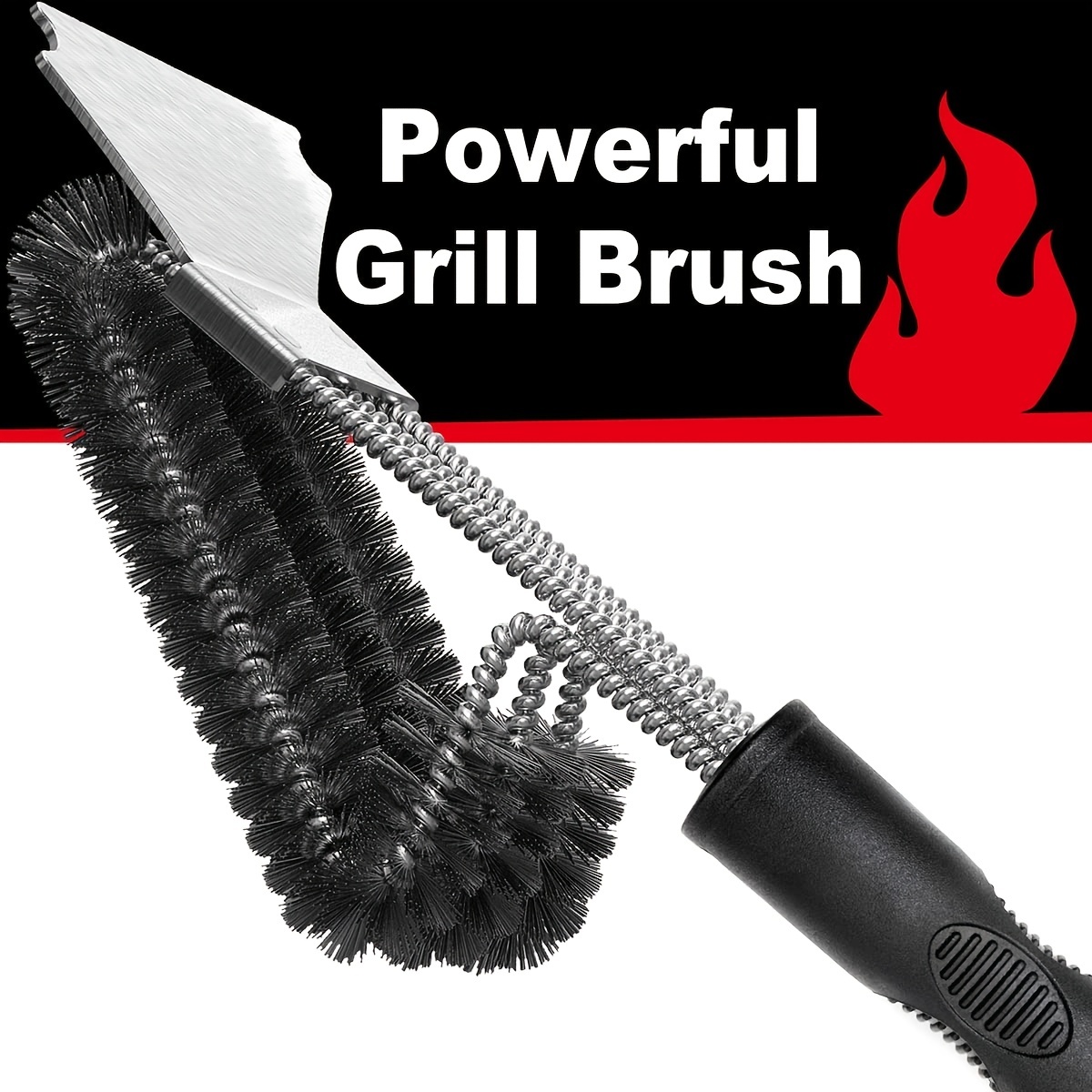 2 Pack Safe Bbq Grill Brush And Scraper, Heavy Duty Stainless Steel Grill  Cleaning Kit With Extra Brush Head, Woven Wire Bristle Grilling Cleaner  Acce