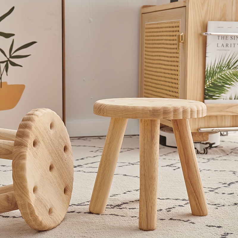Taburete pequeño de madera maciza para cambiar zapatos, mesa de té, diseño  creativo, para adultos, banco pequeño, taburete cuadrado otomano (color