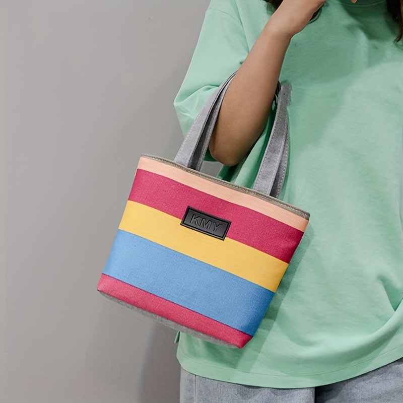 Simple colored stripes tote bag