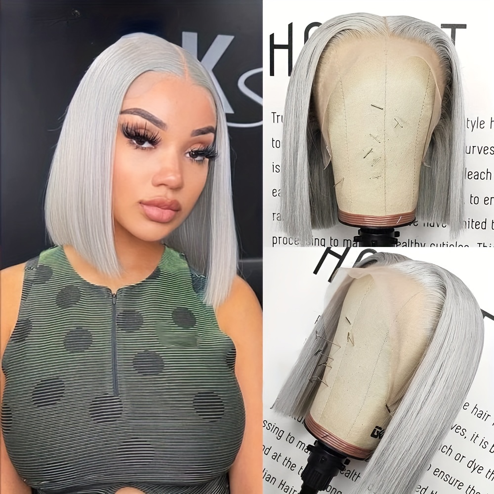 Mint Green Wig Short Bob 13x4 Lace Front Wig Human Hair - Temu