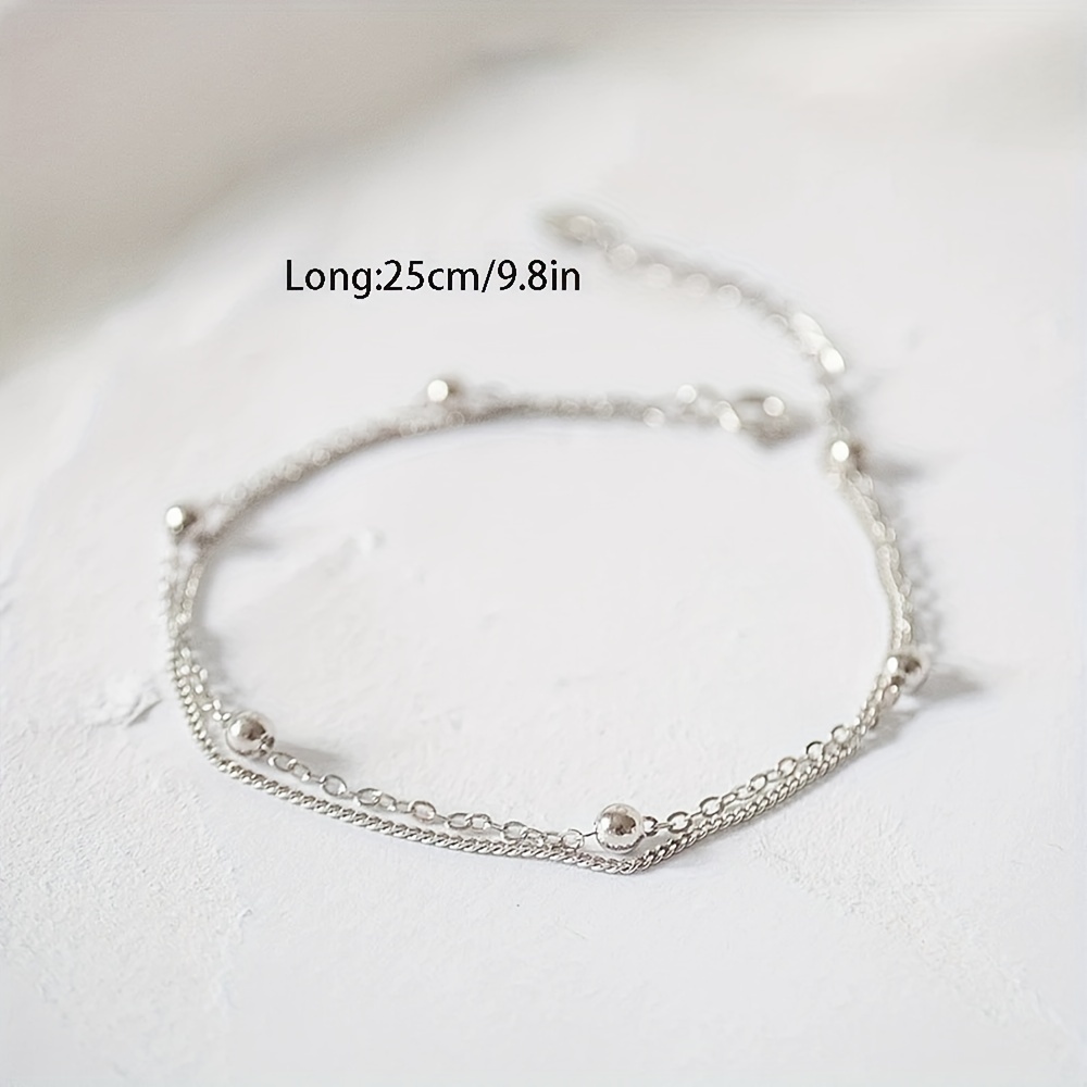 Double Layer Dainty Copper Anklet, Elegant Design