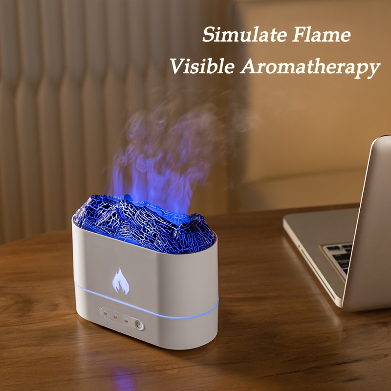 1 piece flame aromatherapy machine 3D simulated volcanic rock atmosphere lamp 7-color portable cold mist USBLED color-changing aromatherapy essential oil diffuser humidifier to rejuvenate your home, office or car, enhance the atmosphere and bring health! Christmas gifts for friends and family in 2023 details 3