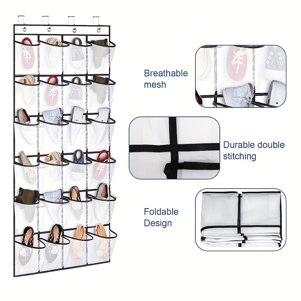 Double Stitched Over The Door Shoe Organizer With 24 Extra - Temu