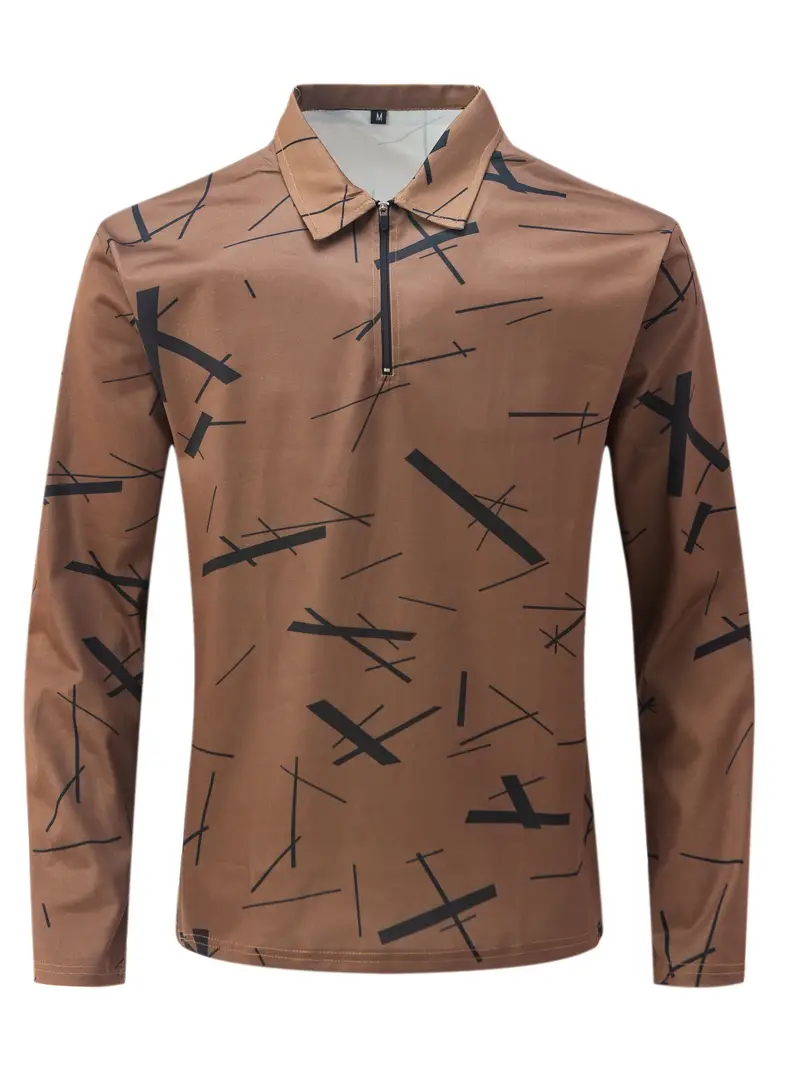 Geometric Pattern Shirt, Men's Casual V-neck Pullover Long Sleeve Rugby  Shirt For Spring Autumn, Men's Clothing - Temu