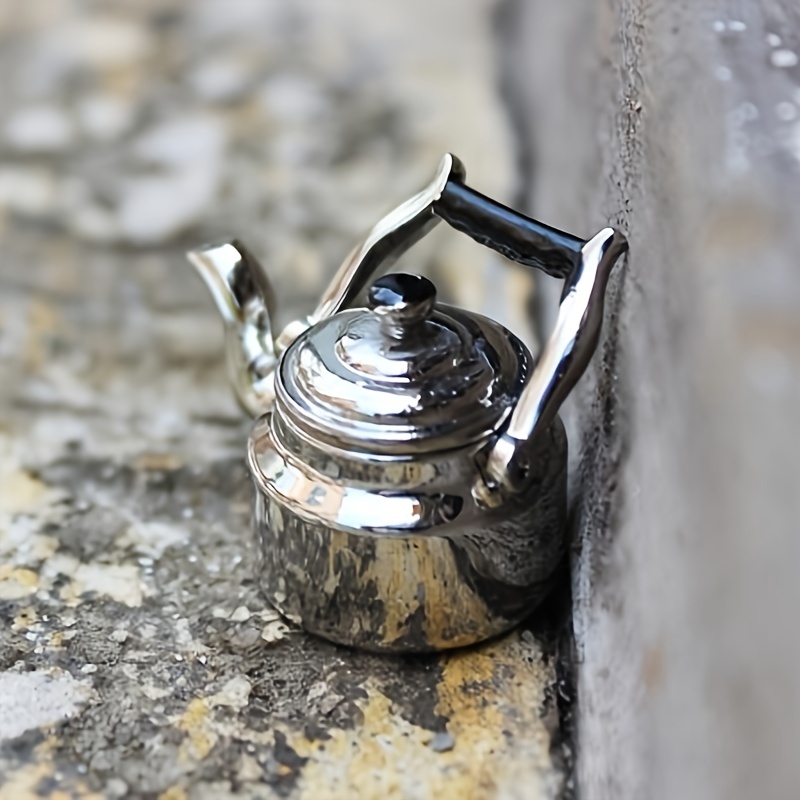 1:12 Scale Miniature Tea Kettle, Silver Dollhouse Cookware