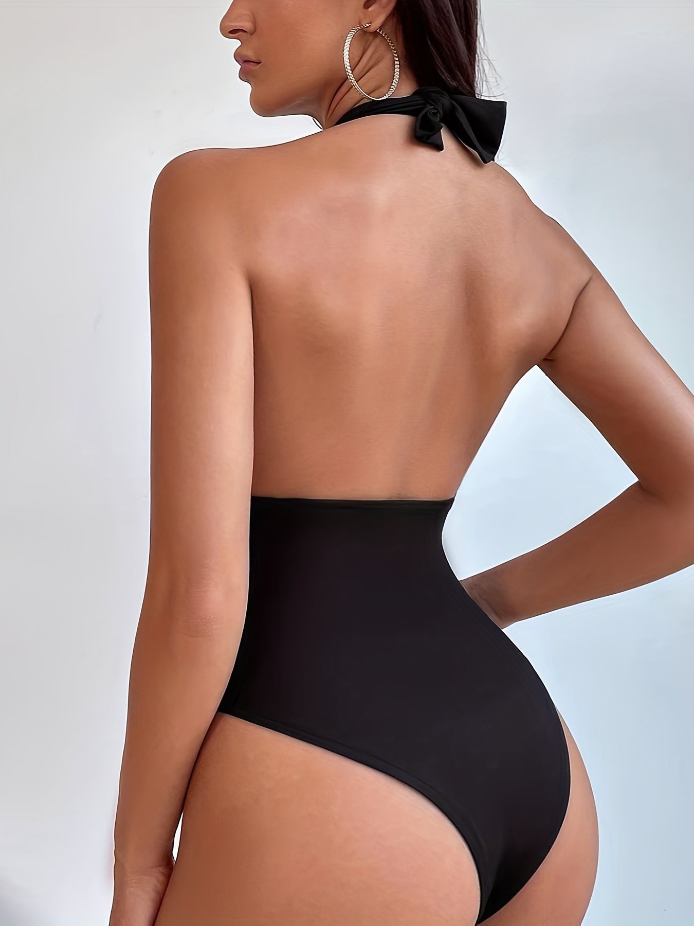 Halter Backless Shaping Bodysuit, Hollow Out Tummy Control